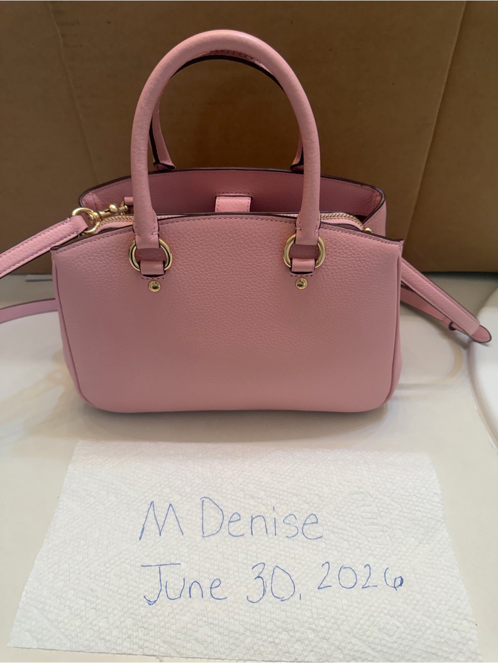 Coach Powder Pink Savannah Pebbled Leather Small Satchel with Gold Hardware - Picture 5 of 6